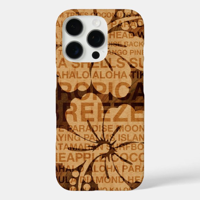 Summer Words Hawaiian Hibiscus Faux Wood  Case-Mate iPhone Case (Back)