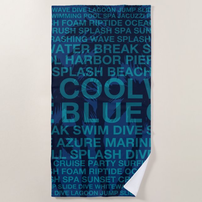 Summer Words Poolside and Hawaiian Palm Tree Beach Towel (Front)