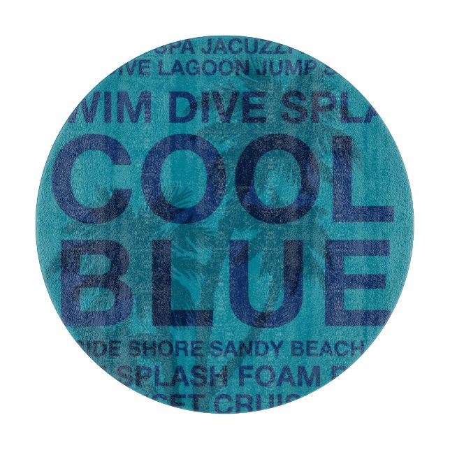 Summer Words Poolside and Palm Tree Cutting Board (Front)