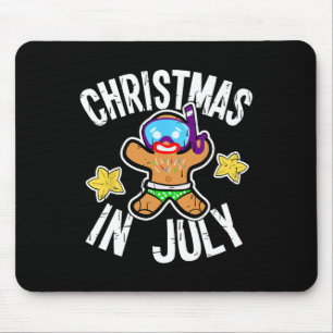 Summer Xmas Gingerbread Man Snorkel For Christmas Mouse Pad