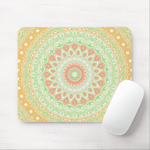 Summer Yellow and Green Mandala Pattern Design Mouse Pad