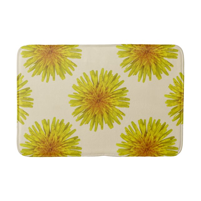 Summer Yellow Dandelion Flower on any Colour Bath Mat (Front)