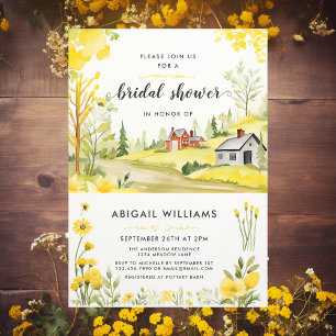 Summer Yellow Floral Country Home Bridal Shower Invitation