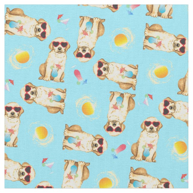 Summer Yellow Lab Fabric (Close Up)