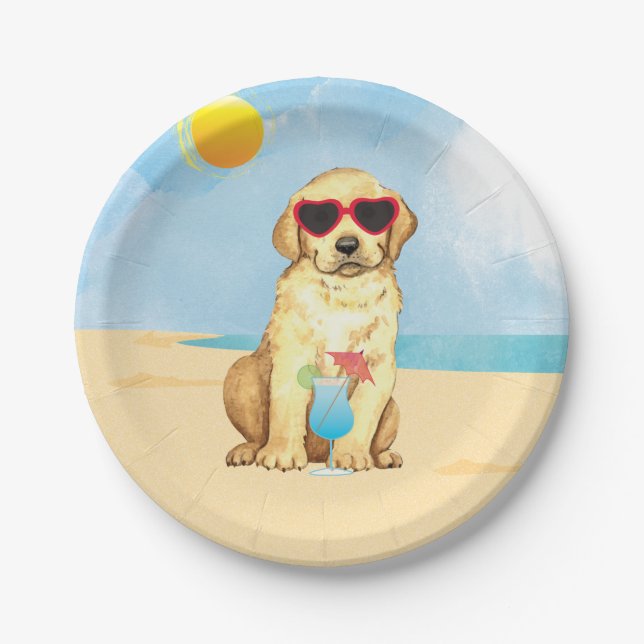 Summer Yellow Lab Paper Plate (Front)