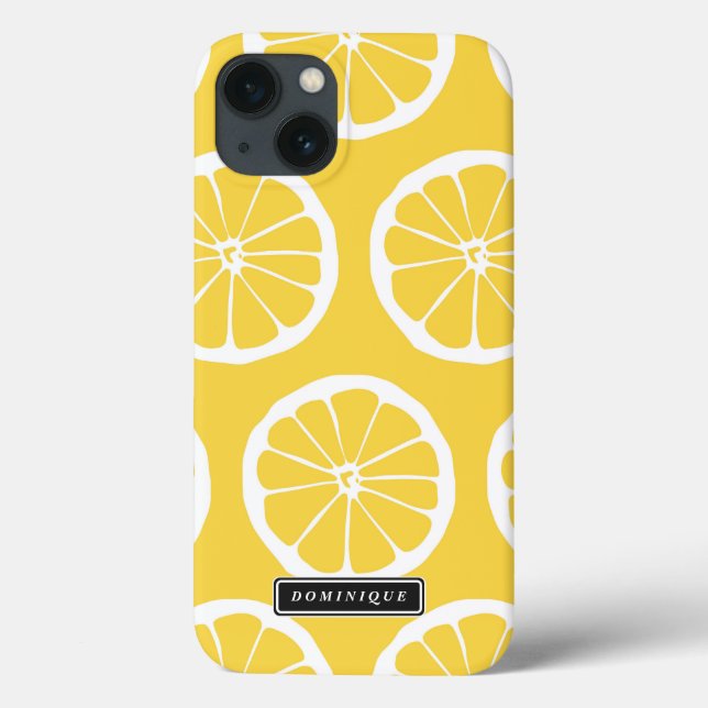 Summer Yellow Lemon Slices Pattern iPad Case (Back)