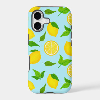Summer Yellow Lemons with Soft Blue Pattern