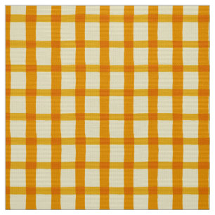 Summer Yellow Orange Gingham Fabric