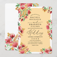Summer Yellow Pink Red Floral Watercolor Wedding