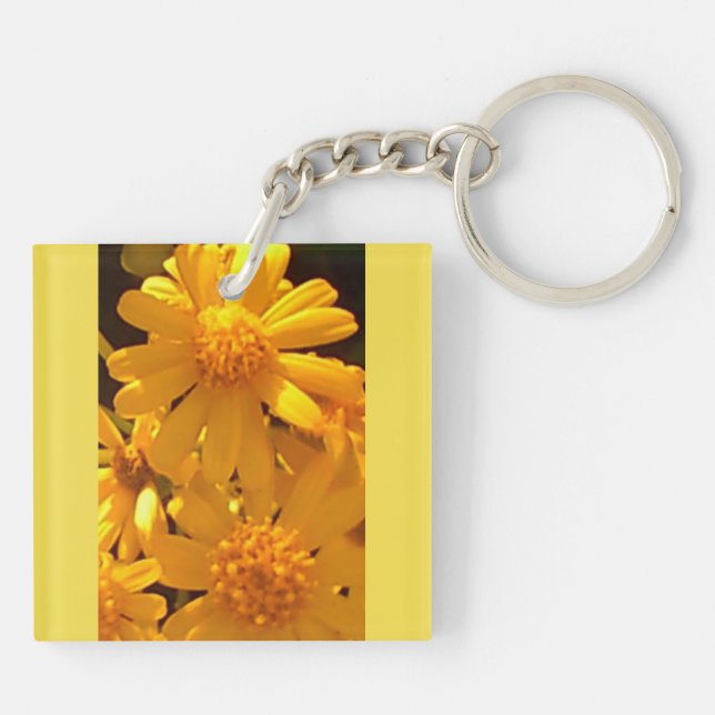 Summer Yellow  Sunflower Acrylic Keychain (Back)