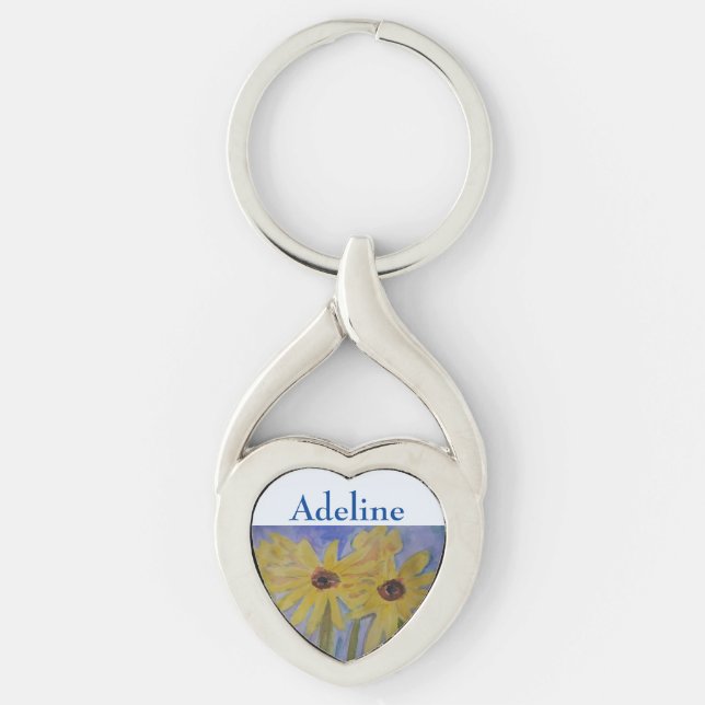 Summer Yellow Sunflowers Metal Key Ring (Front)