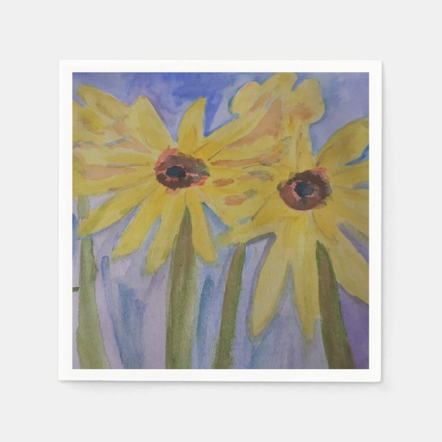 Summer Yellow Sunflowers Paper Napkin (Front)