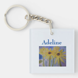 Summer Yellow Sunflowers Personalised  Keychain