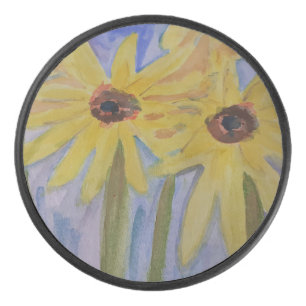 Summer Yellow Sunflowers Puck
