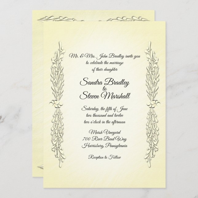 Summer Yellow Wedding Invitation (Front/Back)