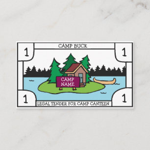 Summer youth camp bucks cabin island w/custom sign business card