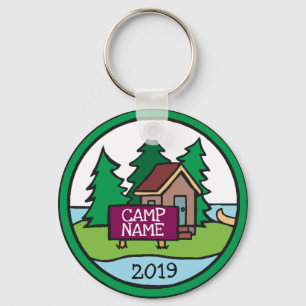 Summer youth camp cabin island w/custom sign keychain