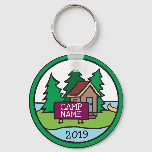 Summer youth camp cabin island w/custom sign keychain (Front)