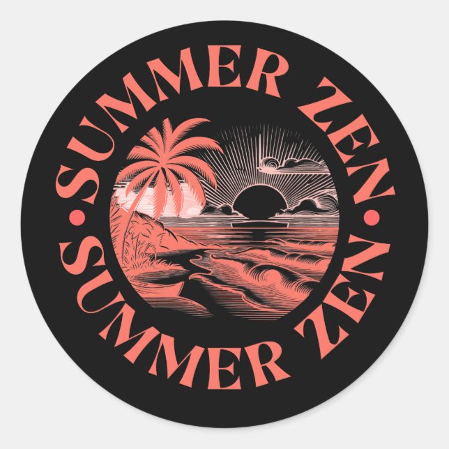 Summer Zen: Sun & Serenity Classic Round Sticker (Front)