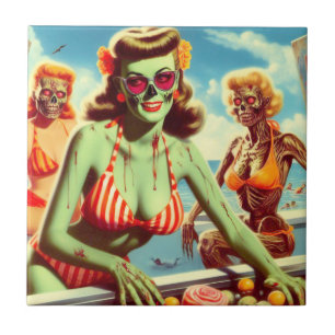 Summer Zombie Pin-up Tile