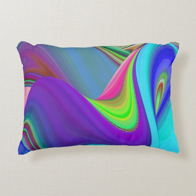 Summerfeeling , Abstract 3D Rainbowart Accent Pillow (Front)
