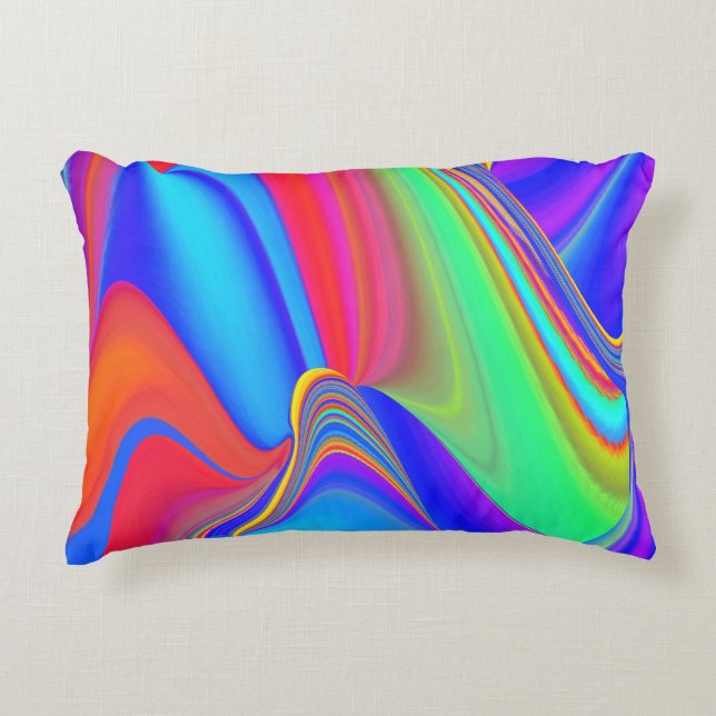 Summerfeeling , Abstract 3D Rainbowart Accent Pillow (Front)