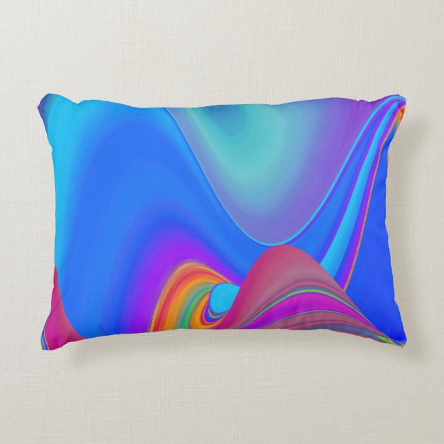 Summerfeeling , Abstract 3D Rainbowart Accent Pillow (Front)
