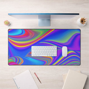Summerfeeling , Abstract 3D Rainbowart Desk Mat
