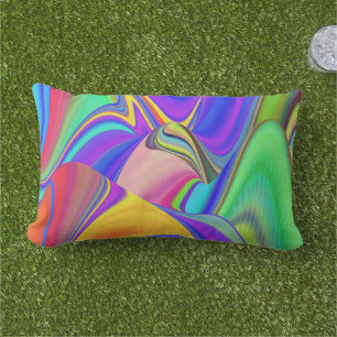 Summerfeeling , Abstract 3D Rainbowart Lumbar Pillow