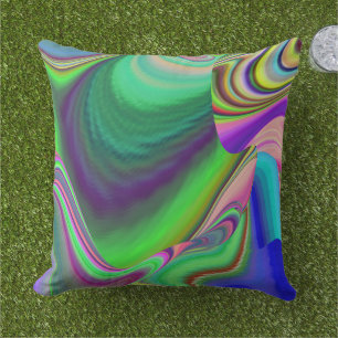 Summerfeeling , Abstract 3D Rainbowart Outdoor Pillow