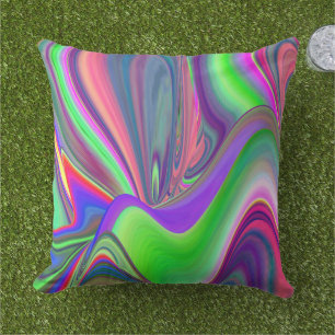 Summerfeeling , Abstract 3D Rainbowart Outdoor Pillow