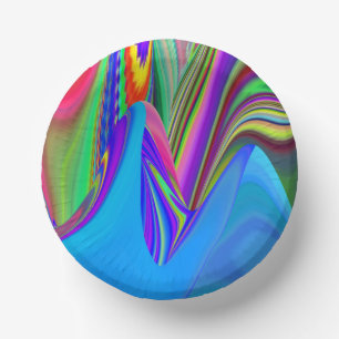 Summerfeeling , Abstract 3D Rainbowart Paper Plate