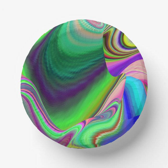 Summerfeeling , Abstract 3D Rainbowart Paper Plate (Front)