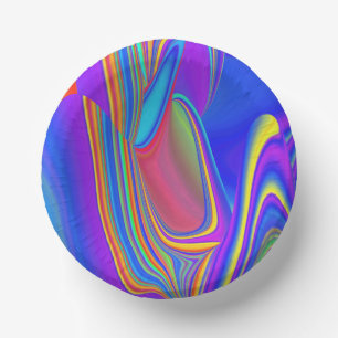 Summerfeeling , Abstract 3D Rainbowart Paper Plate