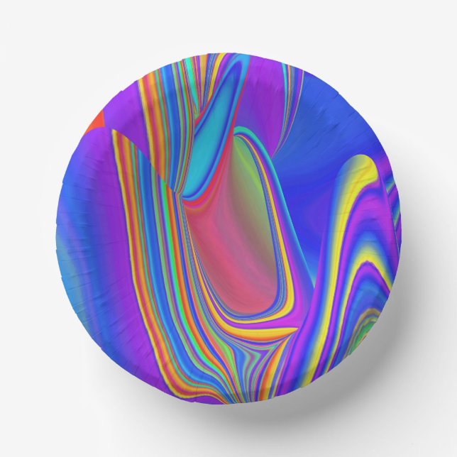 Summerfeeling , Abstract 3D Rainbowart Paper Plate (Front)