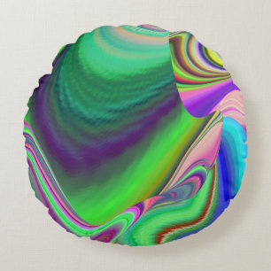 Summerfeeling , Abstract 3D Rainbowart Round Pillow