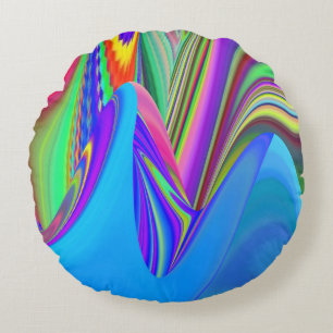 Summerfeeling , Abstract 3D Rainbowart Round Pillow