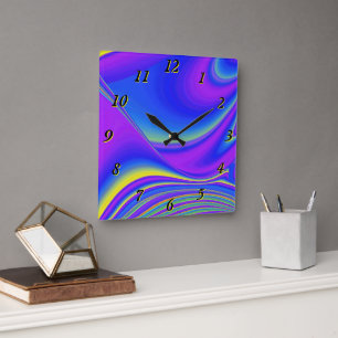 Summerfeeling , Abstract 3D Rainbowart Square Wall Clock