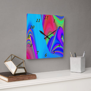 Summerfeeling , Abstract 3D Rainbowart Square Wall Clock