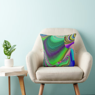 Summerfeeling , Abstract 3D Rainbowart Throw Pillow
