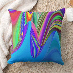 Summerfeeling , Abstract 3D Rainbowart Throw Pillow