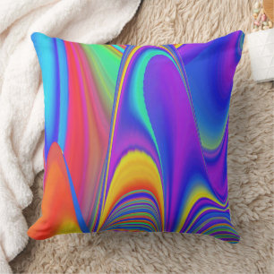 Summerfeeling , Abstract 3D Rainbowart Throw Pillow