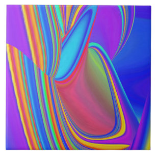 Summerfeeling , Abstract 3D Rainbowart Tile