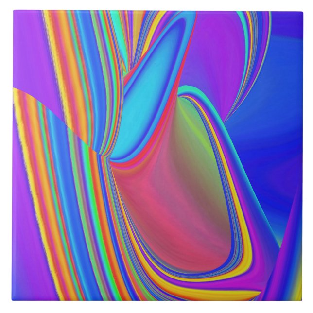 Summerfeeling , Abstract 3D Rainbowart Tile (Front)