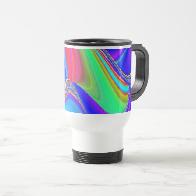 Summerfeeling , Abstract 3D Rainbowart Travel Mug (Front Right)