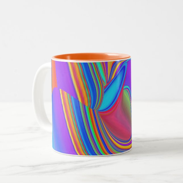 Summerfeeling , Abstract 3D Rainbowart Two-Tone Coffee Mug (Front Left)