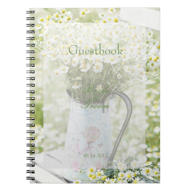 Summerfield Daisies Flower Wedding guest book (Front)