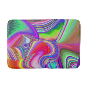 Summerrainbow , Abstract 3D Rainbowart Bath Mat