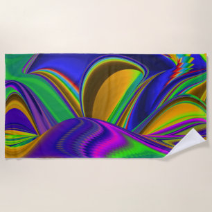 Summerrainbow , Abstract 3D Rainbowart Beach Towel