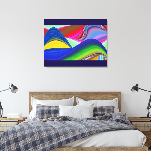 Summerrainbow , Abstract 3D Rainbowart Canvas Print (Insitu(Bedroom))
